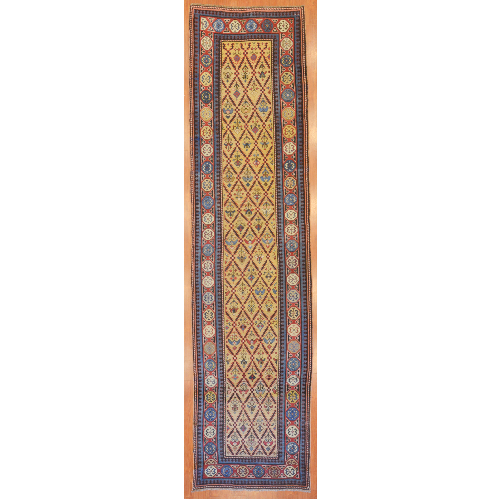 ANTIQUE CAUCASIAN RUNNER, 3.2 X