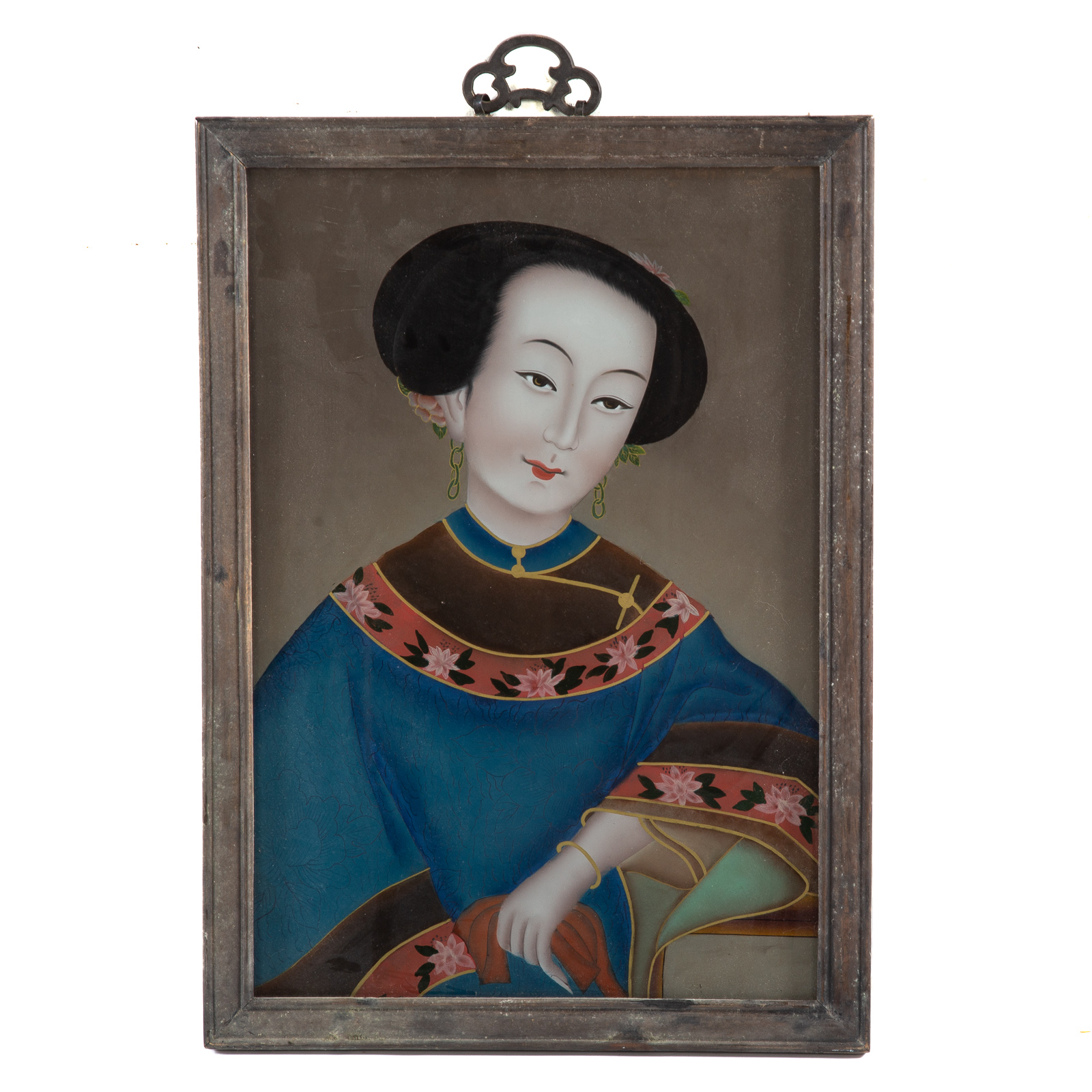 CHINESE REVERSE PAINTED GLASS PORTRAIT 2de95e