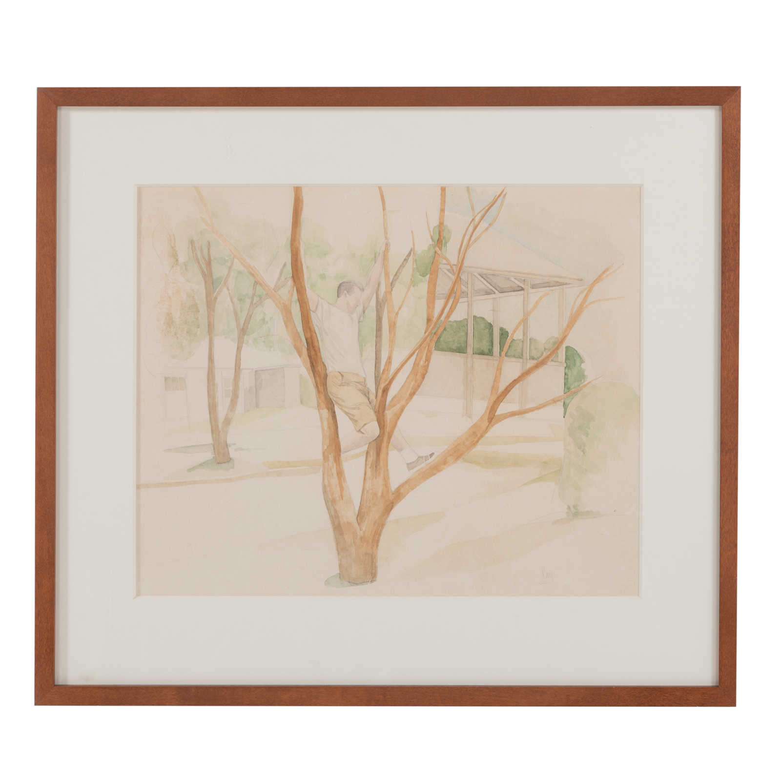 LARRY DAY MAN IN TREE WATERCOLOR 2de96c