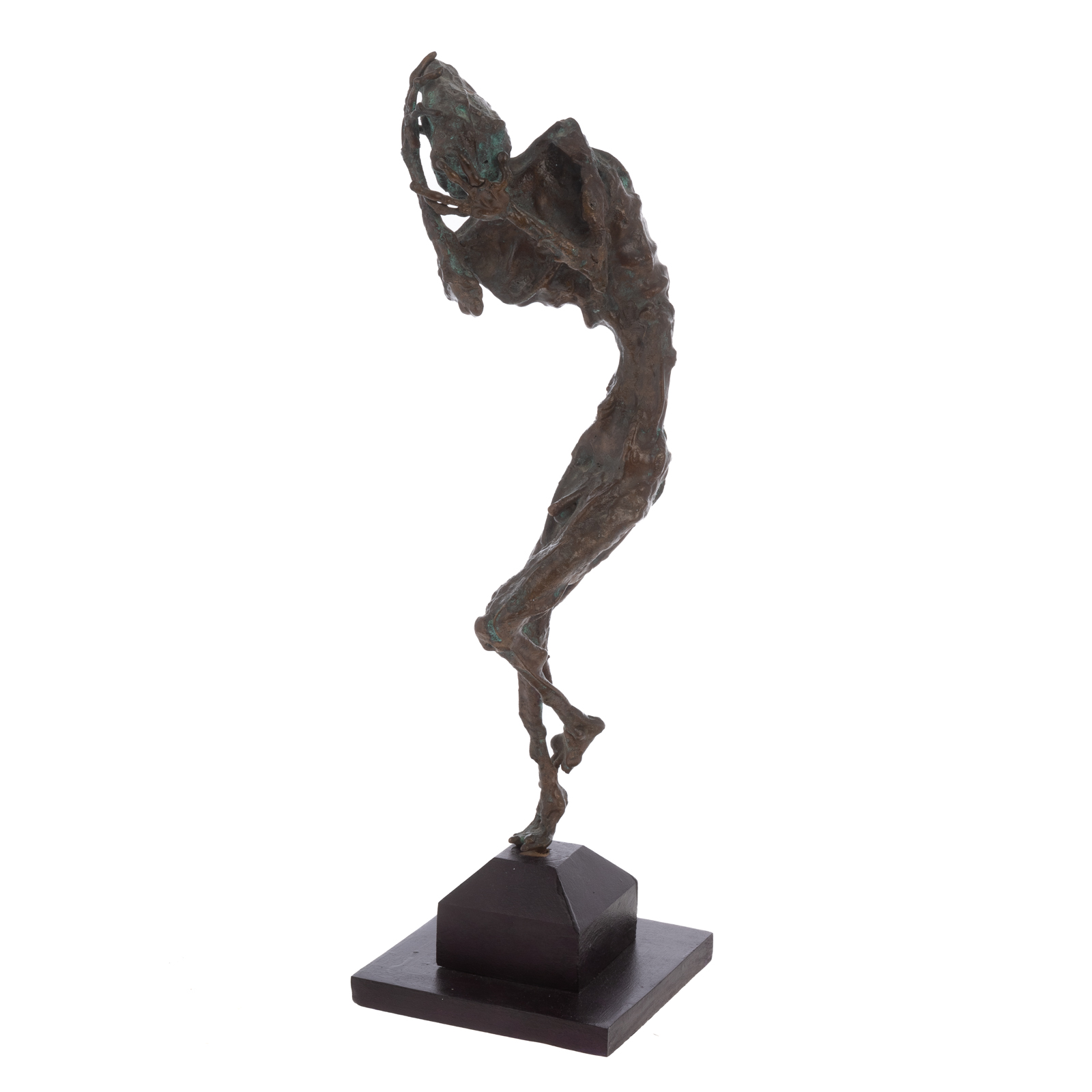 20TH CENTURY. RECOILING MAN, BRONZE