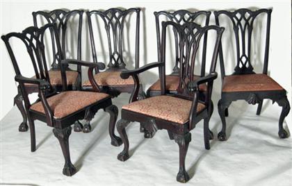 Set of six Chippendale-style carved