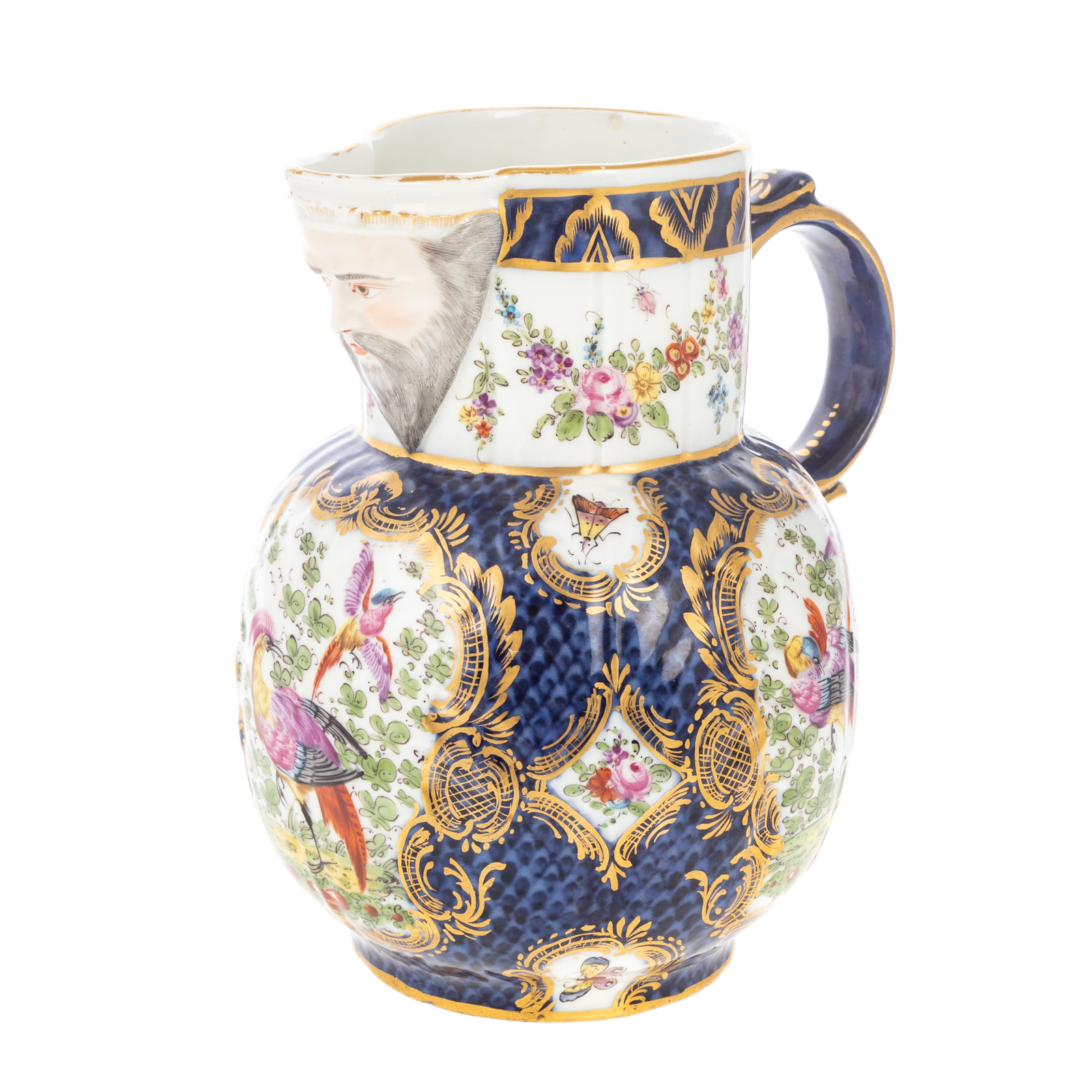 WORCESTER CHINA JUG Circa 1770; beautifully