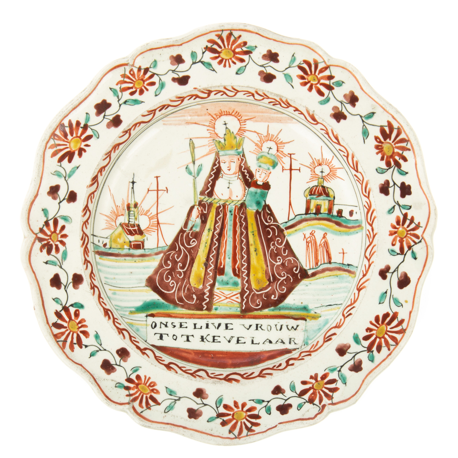 ENGLISH CREAMWARE MADONNA & CHILD PLATE