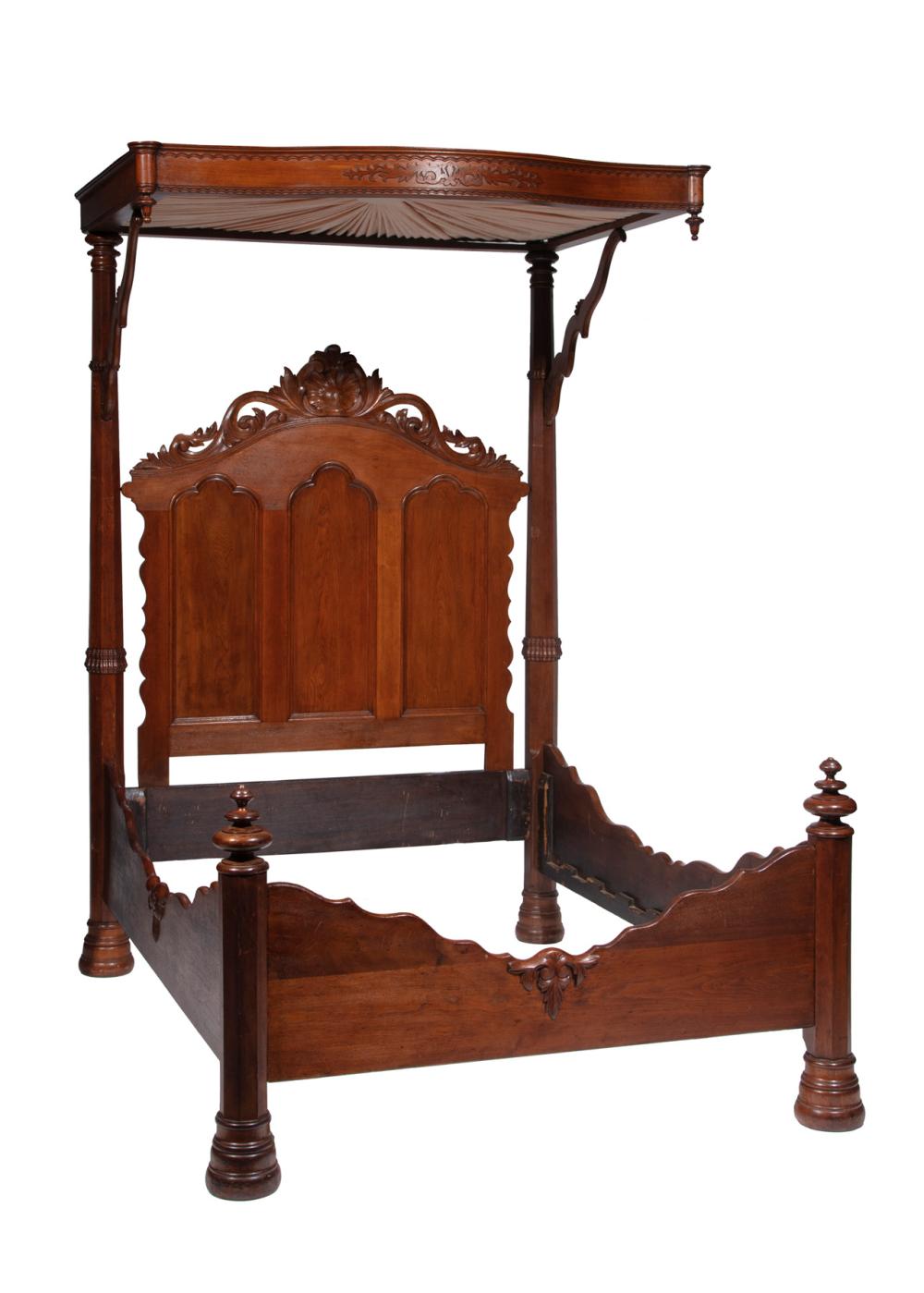 AMERICAN ROCOCO CARVED WALNUT HALF TESTER