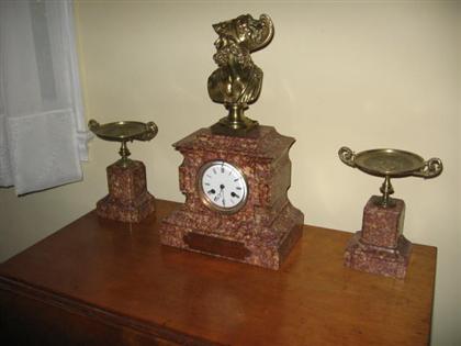 Three piece centennial marble clock 4976a