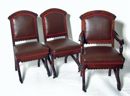 Three walnut chairs    attributed