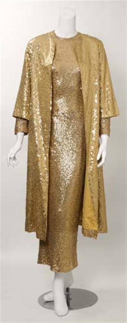 Gold sequin mermaid dress and coat 4978d