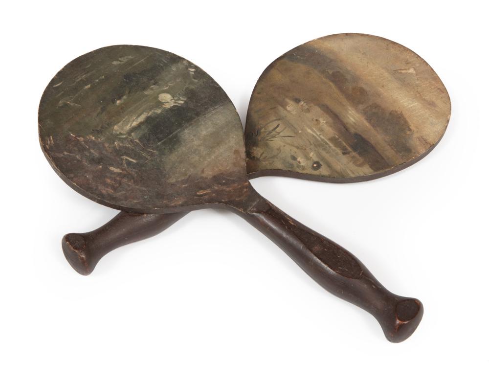 PAIR OF PAINTED WOOD PING PONG
