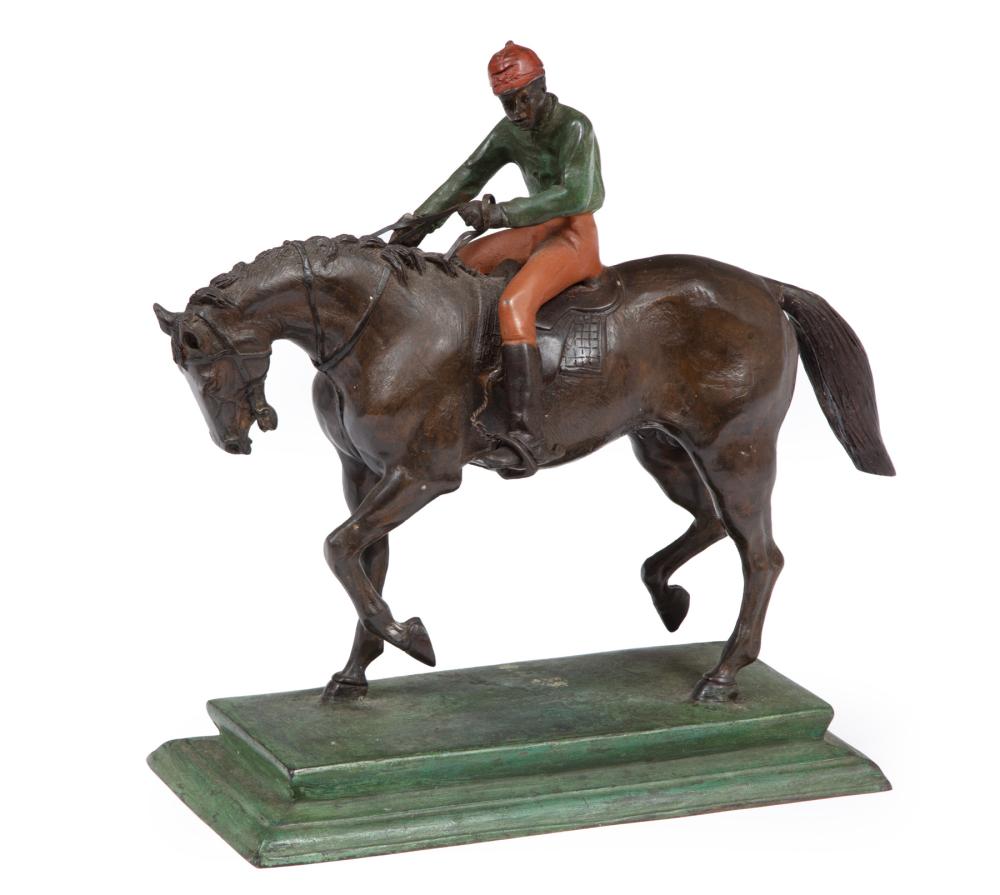 COLD PAINTED BRONZE FIGURE OF JOCKEY