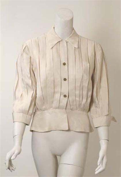 Chanel cream silk blouse 1970s 4979b