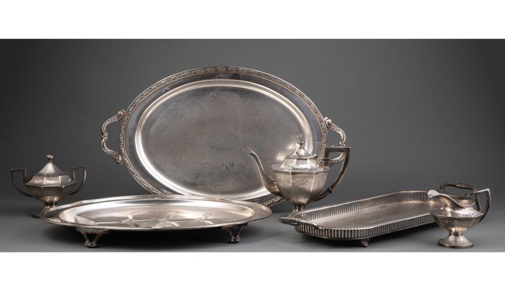 GROUP OF SILVERPLATE SERVING PIECESGroup 2dec3d