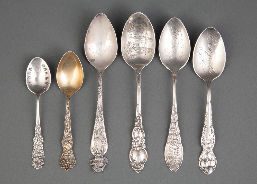 SIX AMERICAN STERLING SILVER SOUVENIR