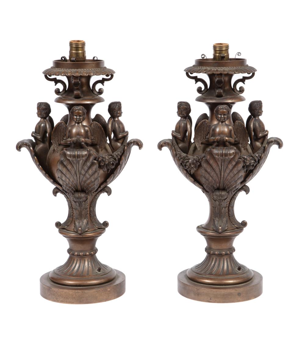 PAIR OF CONTINENTAL BRONZE FIGURAL