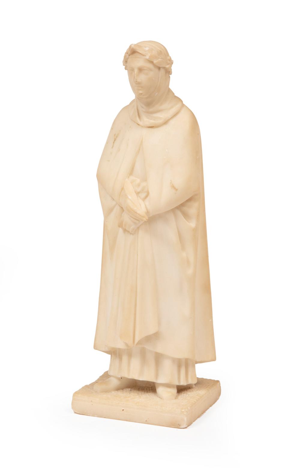 CARVED MARBLE FIGURE OF DANTE ALIGHIERICarved