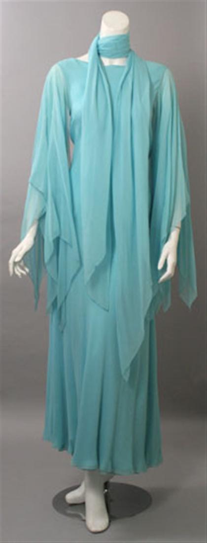 Turquoise silk Stavropoulos evening 497c2
