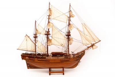 A scale model of a three-masted ship