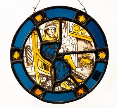 A medieval style circular stained glass