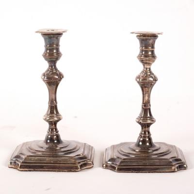 A pair of Queen Anne style silver