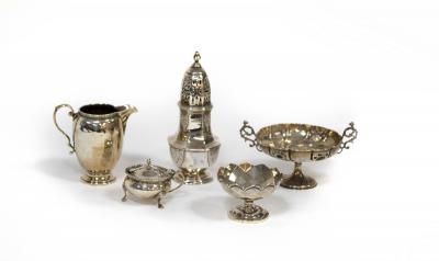 A Queen Anne style silver sugar caster,