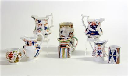 Collection of Gaudy Welsh pitchers and