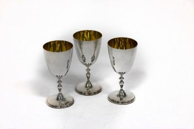 Three silver and silver gilt goblets,
