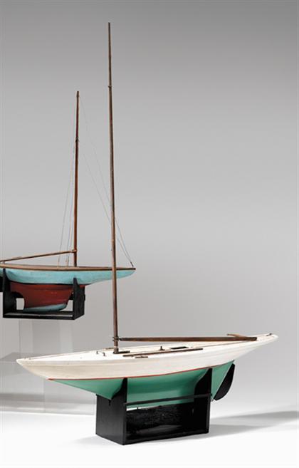 Large pond model of a sailing boat