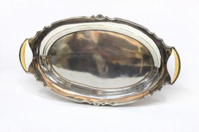 An oval silver tray, Mappin & Webb,