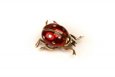 An 18ct gold and enamel ladybird