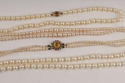 A two-row cultured pearl necklace,