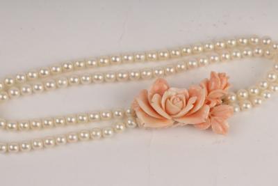 A two-row cultured pearl necklace