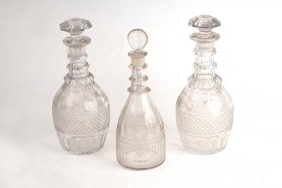 A pair of cut glass triple-ring