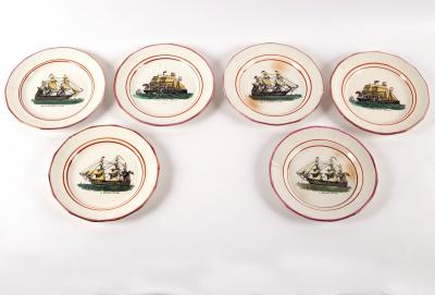 A set of six dessert plates transfer