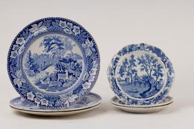 Three English pearlware plates, including