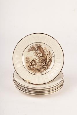 Six French nursery plates decorated