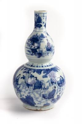 A Chinese blue and white double