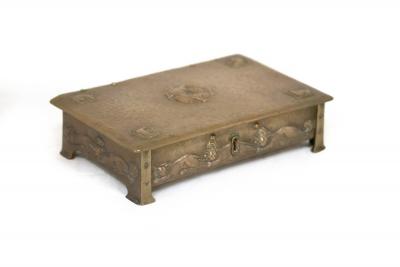 A brass Arts and Crafts box, the