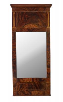 An Edwardian mahogany wall mirror,