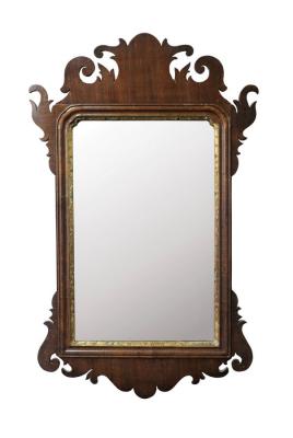 A George III fret carved wall mirror,