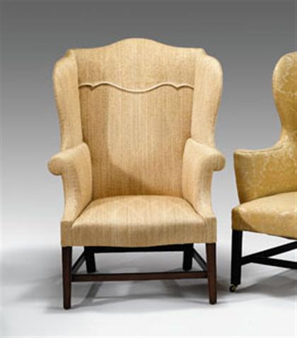 Queen Anne upholstered wing chair  