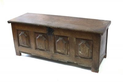 A Spanish chest with hinged lid and
