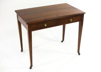 A walnut side table fitted two drawers,