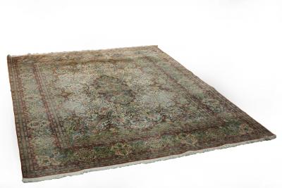 A Kashmiri silk rug, the foliate