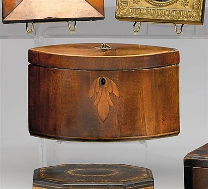 Inlaid mahogany tea caddy    18th century