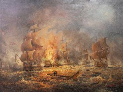 S Webb 20th Century Naval Engagement oil 2dcb38