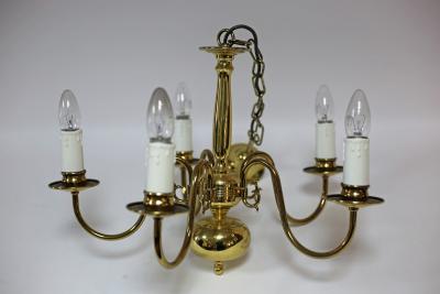 A brass five-light electrolier