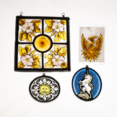A square stained glass leaded panel