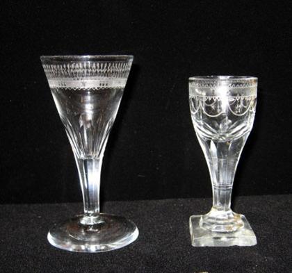 Two uncolored blown and cut glass