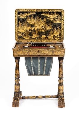 A fine Regency black and gold lacquer