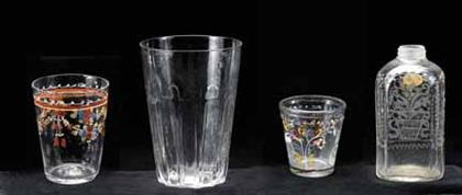 Three etched and enameled glass 49470