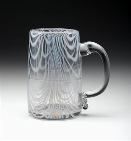Clear blown glass mug with opalescent 49472